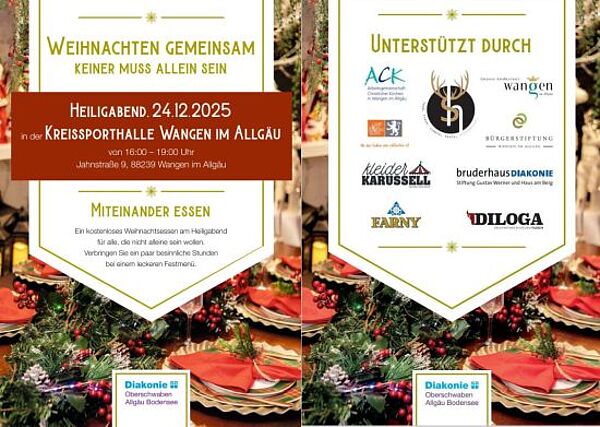 Werbung für ein Veranstaltung an Heiligabend für einsame Menschen